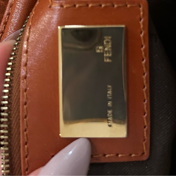 Fendi Brown and Orange Ruched Shoulder Bag - Picture 9 of 12